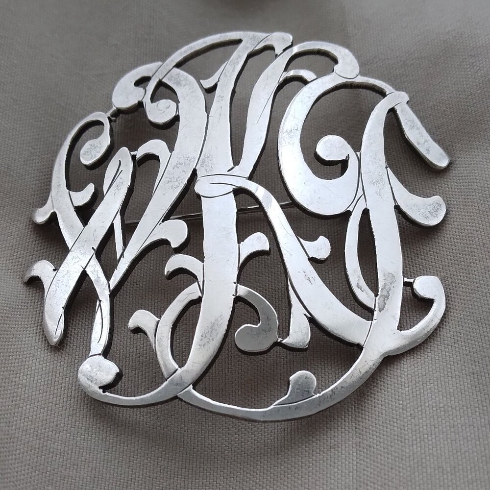 Laredo Sterling Silver Monogram Initial Brooch Pi… - image 4